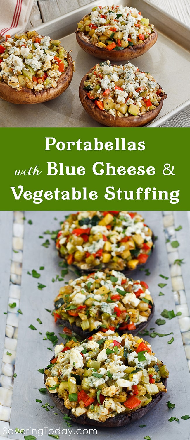Portabella Mushrooms with Blue Cheese & Vegetable Stuffing